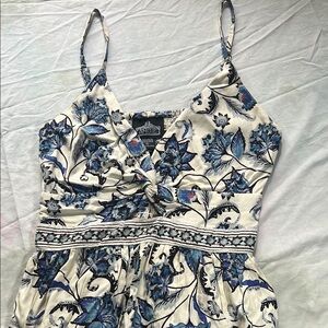 Angie Floral Maxi Dress - Blue and White